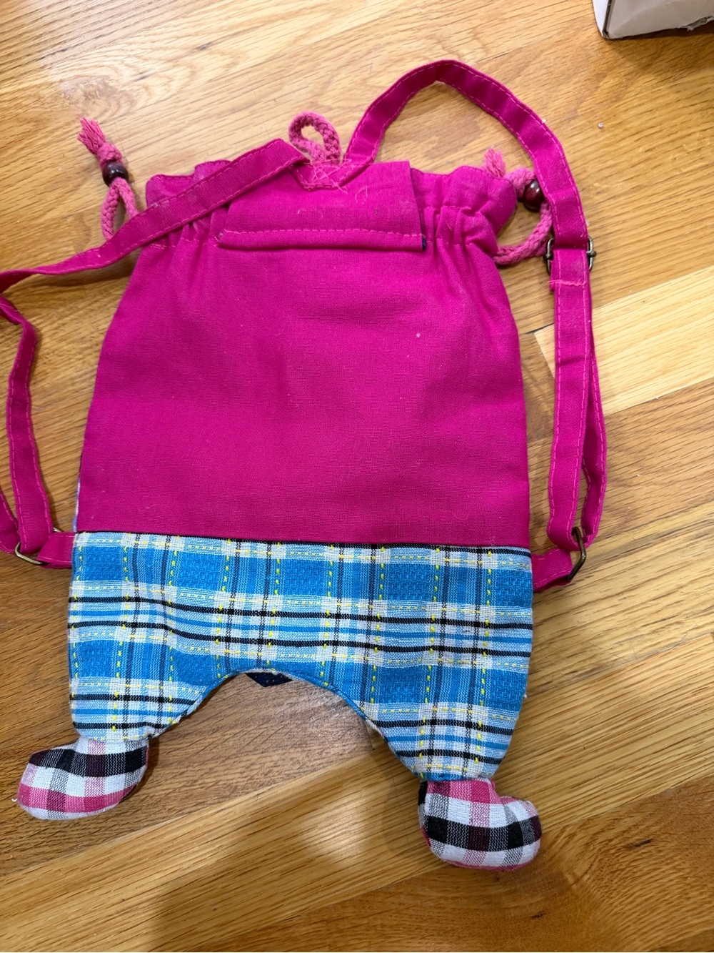 Fuchsia Patchwork Owl Drawstring Backpack - Picture 2 of 2